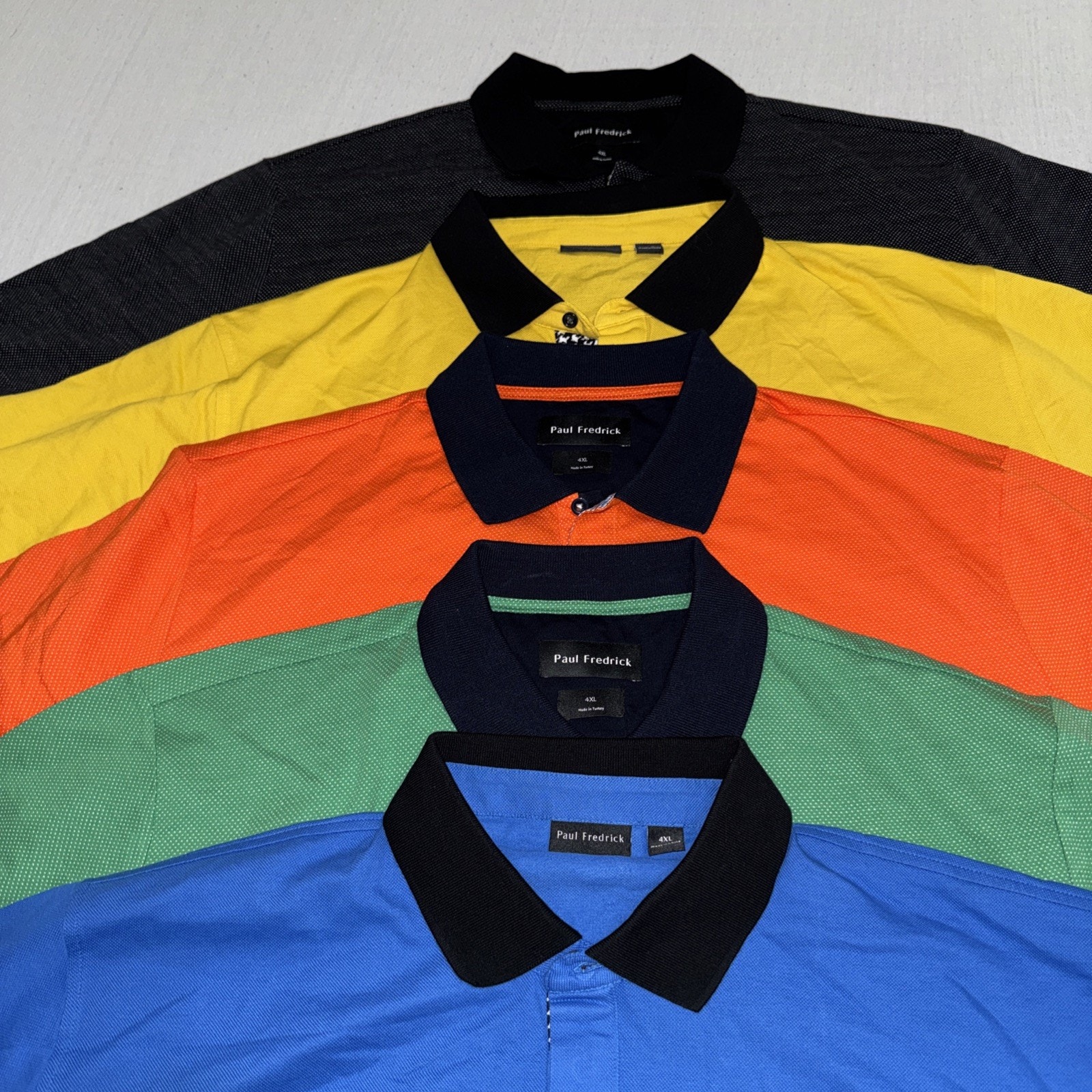 Paul Fredrick Polo Short Sleeve Mens 4xl Bright Multicolor Euc (Lot Of 5)